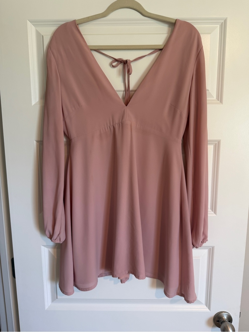 WYLDR Mauve V-Neck Long Sleeve Tunic with Back Tie